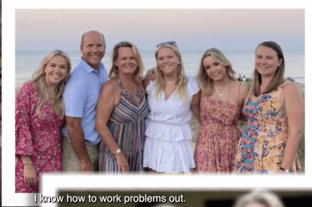 This image is a screenshot from April McClain Delaney's first television ad, released on Tuesday, March 5, 2024. 
